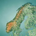 Norway 3D Render Topographic Map Color Border Cities Digital Art by ...