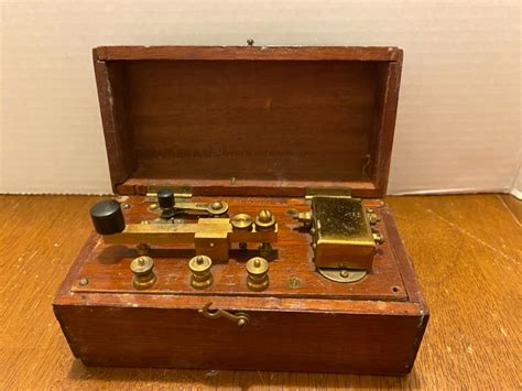 Lot 103 Vintage Telegraph Morse Code Key In Wood Box Puget Sound