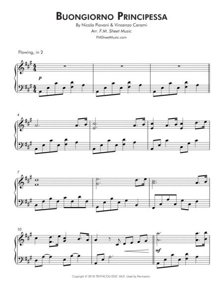Buongiorno Principessa Intermediate Piano Music Sheet Download Sheetmusicku Com