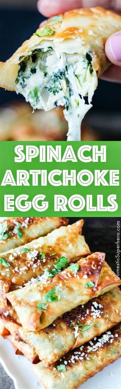 Your Favorite Creamy Spinach Artichoke Dip Is Stuffed Into Egg Roll