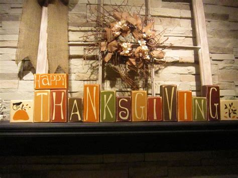 Happy Thanksgiving Sign Blocks Rustic Thanksgiving Happy