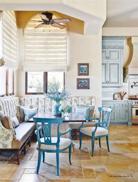 Other paint colors in french country kitchens include creamy whites, used on both walls and cabinets and muted blues or grays, on islands or cabinets. French Country Kitchen in Blue Color Scheme - Interiors By ...