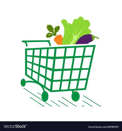 Vegetables On Shopping Cart Grocery Logo Icon Vector Image