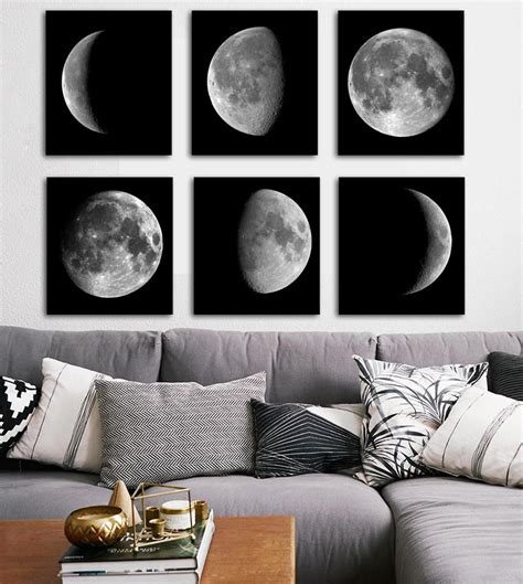 Lunar Phases Poster Minimalist Moon Phases Wall Art Set Of 5 Digitally