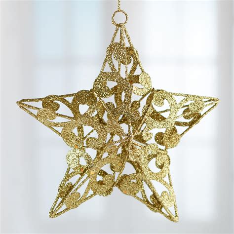 Gold Glittered Star Ornament Christmas Ornaments Christmas And