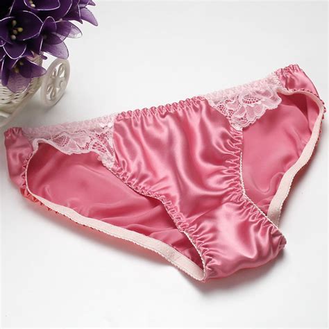 Women Pure Silk Panties Low Waist Lace Sexy 100 Mulberry Silk Briefs Underwears M L Xl Xxl Free