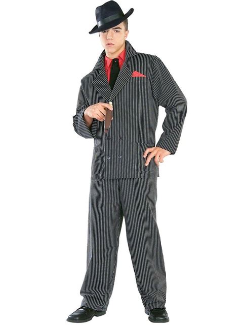 Black And White Pinstripe Costume Mens Striped 20s Gangster Outfit