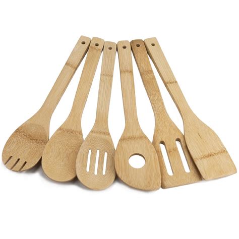kitchen wooden cooking utensils spoon spatula bamboo utensil fork tools safe dishwasher slotted friendly eco huji gadget hole single gadgets
