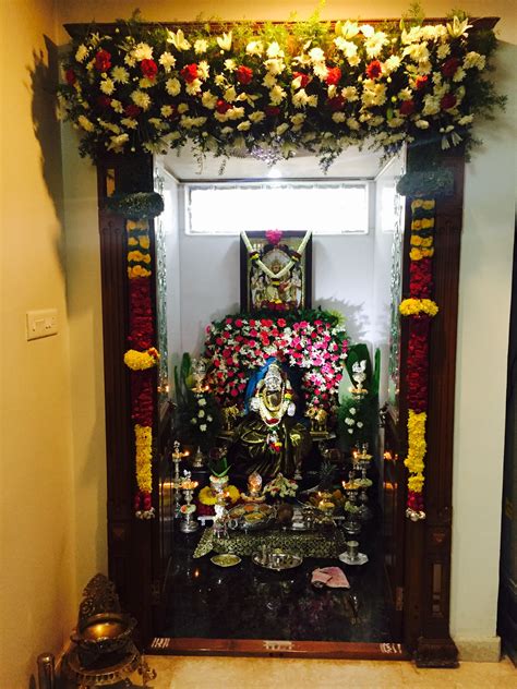 Varalakshmi Pooja Room Door Design Goddess Decor Flower Decorations
