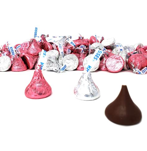 Crazyoutlet Hersheys Kisses Milk Chocolate Candy Silver Pink Foils Mix