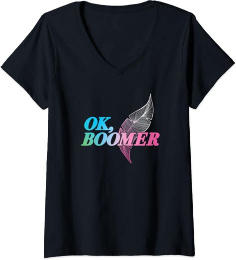 Amazon Com Womens Ok Boomer Okay Boomer Millennials Gen Z Vs Boomers Meme V Neck T Shirt