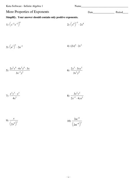 13 Best Images Of Exponent Worksheet Answers 10th Grade