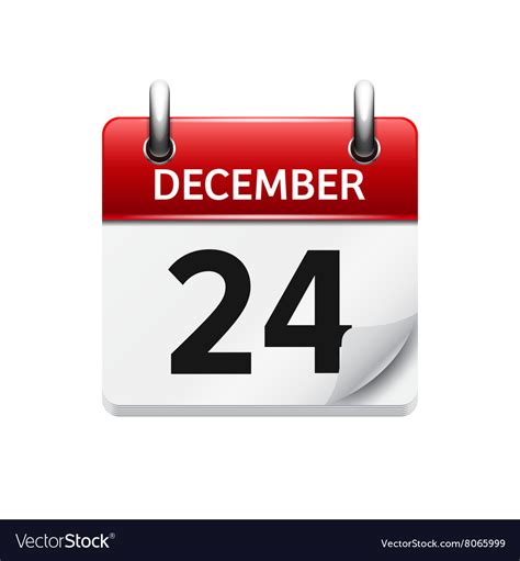 December 24 Flat Daily Calendar Icon Royalty Free Vector