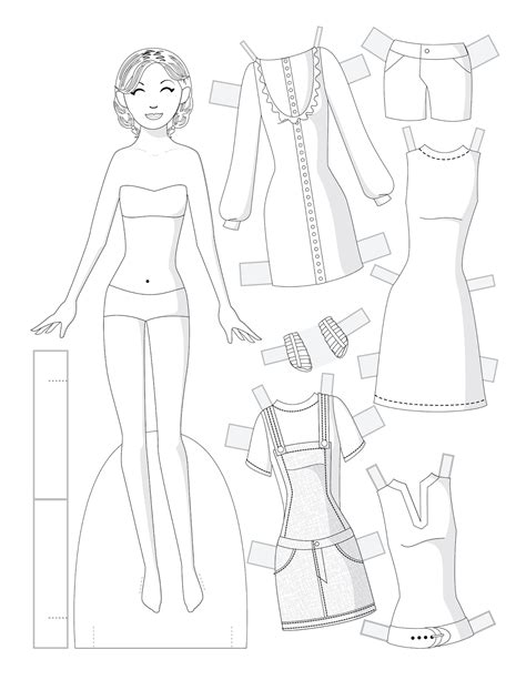 Paper Doll School Fashion Friday Black And White Set 2 Paper Dolls