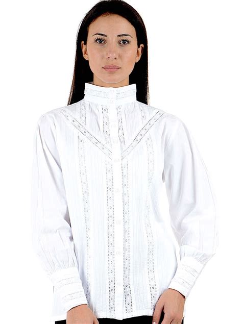 White Victorian Classic Blouse Long Sleeve Cotton Lane London