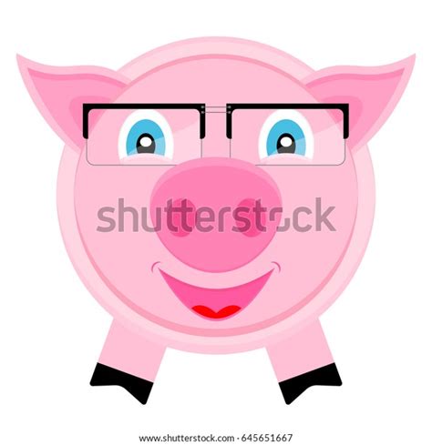 Cute Pig Glasses Vector Cartoon Illustration Stock Vector Royalty Free