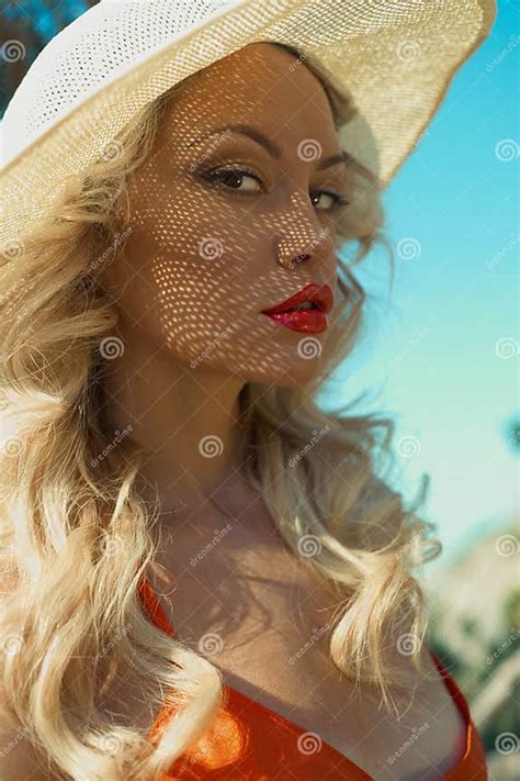 Beautiful Slender Blonde At The Sea Summer Travel Photos Stock Image