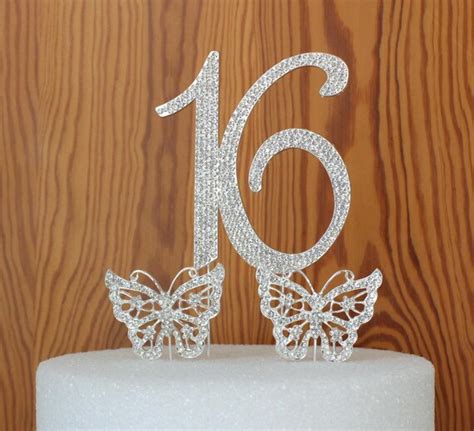 Sweet 16 Birthday Cake Topper Made With Silver Etsy