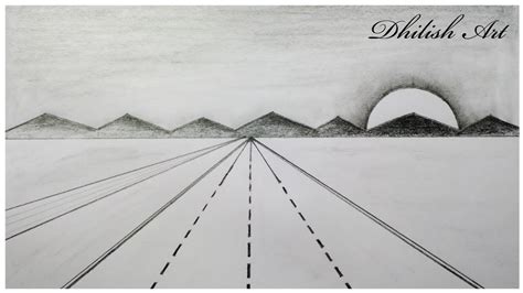 How To Draw Sunset From Empty Highway Pencil Drawing Tutorial