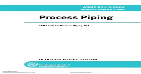 Process Pipingasme Code For Pressure Piping B31 An American