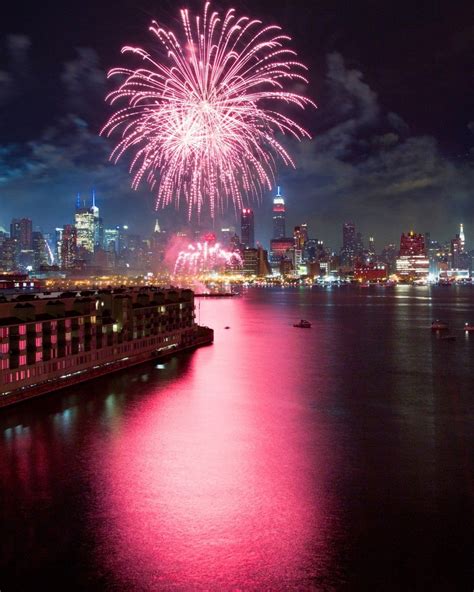 Fireworks Over Midtown Manhattan Landscape Photography Urban