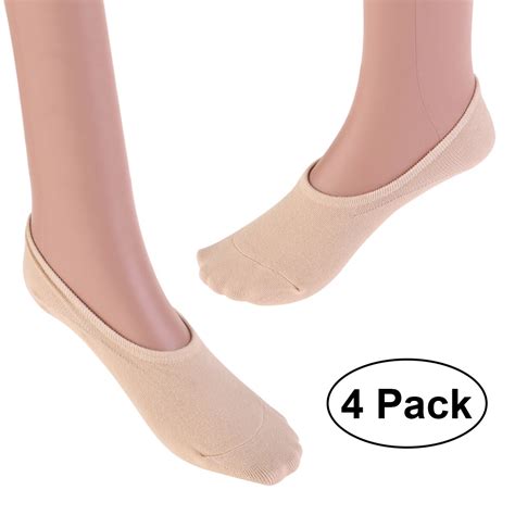 Pair Womens Low Cut Cotton Socks With Silicone Back No Show Invisible
