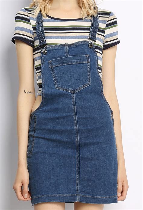 Overall Denim Skirt Shop Cool And Collected At Papaya Clothing