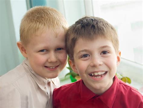 Two Boys Laugh Stock Photo Image Of Smiles Change School 14164440