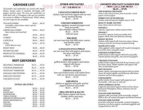 online menu of cavallos imported italian food restaurant waterbury connecticut 06705 zmenu