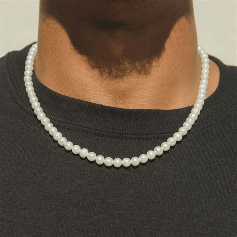 Men Jewelry Pearl Necklace For Men White Pearl Choker Necklace Pearl Layered Necklace Round