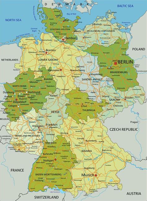 Mapa Político Editável Altamente Detalhado Da Alemanha Com Camadas