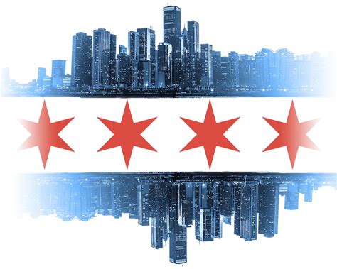 Chicago Skyline Chicago Flag Black And White Photography Etsy