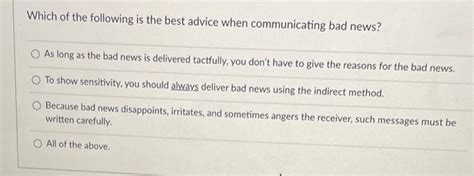 Solved Which Of The Following Is The Best Advice When Chegg Com