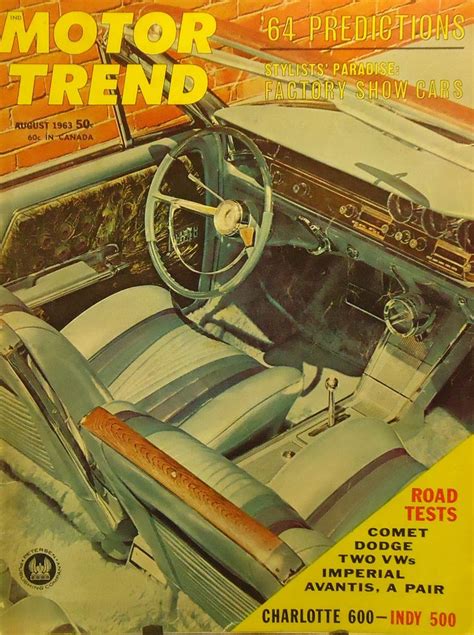 Motor Trend August 1963 Vintage Magazine Automotive In 2020 Vintage Magazines Vintage
