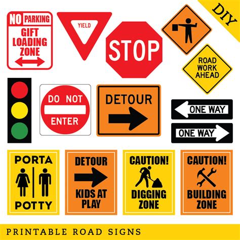 Construction Party Diy Printable Road Signs Instant Download Chickabug