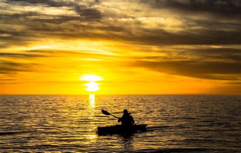 Wallpaper Sunset River Boat Fishing Fisherman Images For Desktop