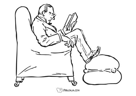 Señor lee en sillón Dibujo Dibujalia Dibujos para Colorear y Recursos Educativos