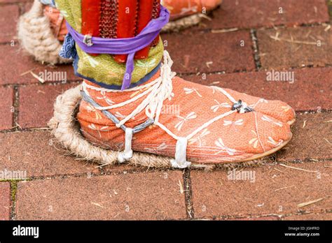 Japan Tatsuno April Festival Close Up Of Samurai Footwear Straw