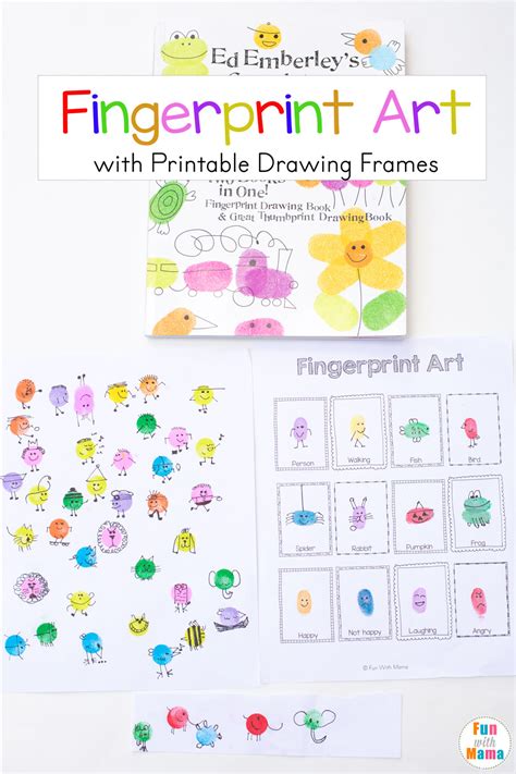 Fingerprint Art Drawing Ideas With Printable Drawing Frames Fun With Mama