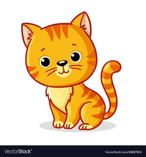 Ginger Kitten Sitting On A White Background Cute Vector Image