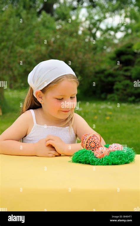 Little Girl Enjoying Easter Time Stock Photo Alamy