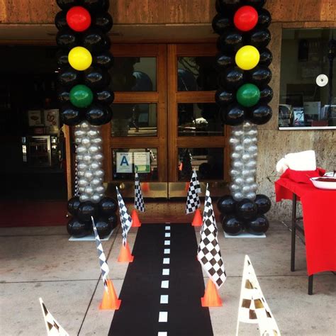 Love The Stop Light Balloons And The Floor Race Track For Doorway