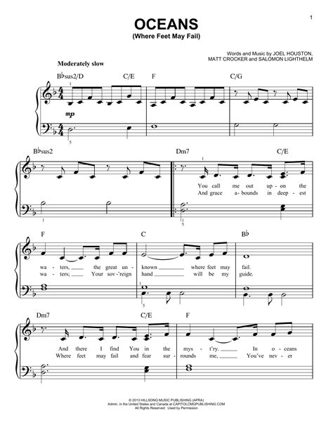 Хцв — океаны (oceans, hillsong) 02:31. Oceans (Where Feet May Fail) sheet music by Hillsong United (Easy Piano - 159980)