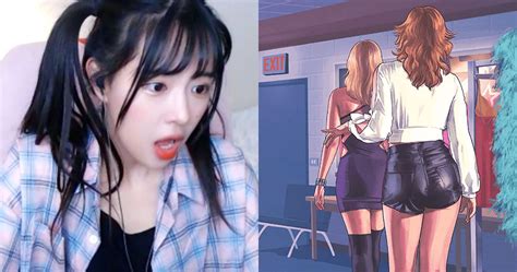 korean twitch streamer enters gta strip club freaks out when she finds naked people