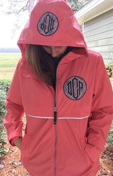 Monogrammed Rain Coat Jacket Womens Personalized Coral