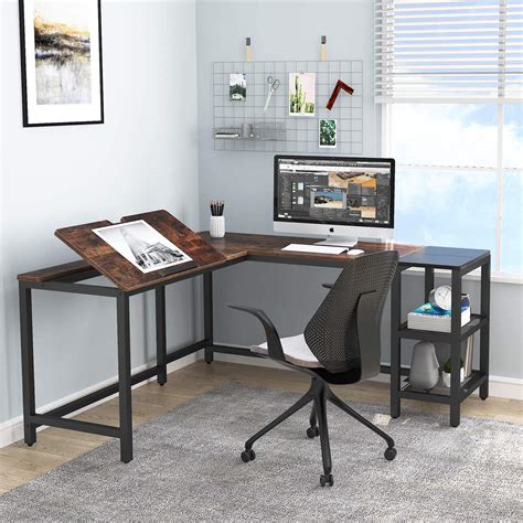 Tribesigns L Shaped Desk With Storage Shelves 59 Inch Large Corner