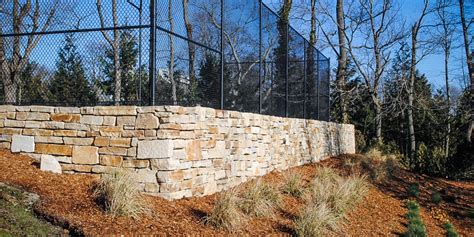 Tennis Court Retaining Walls Custom Built Natural Stone Walls
