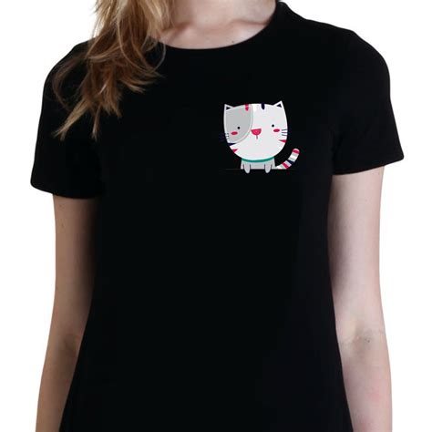 Omg Cute Kitty Cat Peering Out Of Pocket T Shirt T Shirts For Women Tshirt Designs Cat Shirts