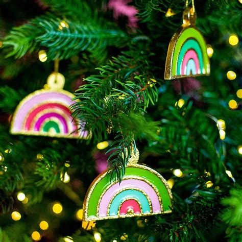 Set Of Three Hope Rainbow Christmas Tree Decorations By Bombay Duck