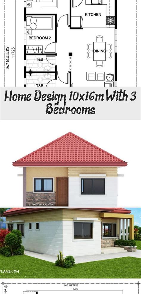 Home Design 10x16m With 3 Bedrooms Home Design With Plansearch 11b